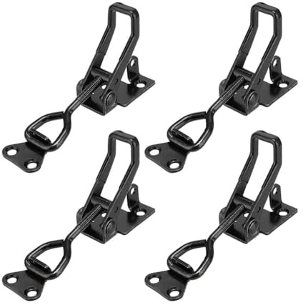 Fangxuee 4 Pezzi con Chiusura A Levetta per Carichi Pesanti, Stile 4003, Capacità di 300 Kg, Morsetto A Tirante, Nero, Regolabile, A Sgancio Rapido