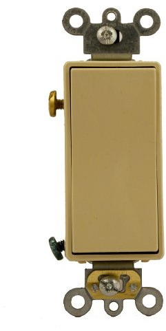 Leviton 15 Amp, 120/277 Volt AC Decora Plus Rocker, Single-Pole, Double Throw, Center OFF, Commercial Grade, Self Grounding, 5657-2I, Ivory