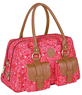 LÄSSIG Baby Wickeltasche Babytasche Kliniktasche Stylische Tasche Mama inkl. Wickelzubehör/Vintage Mero Bag, Paisley pink