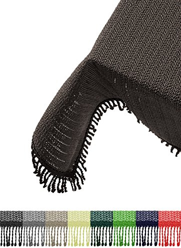 Brandsseller Gartentischdecke 130x220 cm Tischdecke mit Fransen Outdoor Tischtuch rechteckig Weichschaum für Garten, Terrasse, Balkon wetterfest rutschfest - Grau