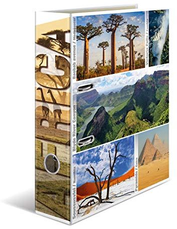 HERMA Lever Arch File Globetrotter with Africa Motif, A4, 70 mm Spine, with Inner Print, 1 Folder