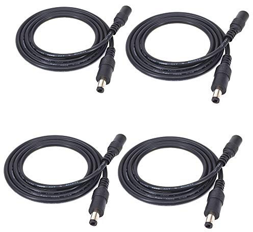 zmtyuguan 4pcs/pack1m/3.28ft black 5.5mm x 2.5mm DC Plug Extension Cable DC Extension Cable Cord with Male to Female 5.5mm x 2.5mm Connectors DC Power 12V 5.5mm x 2.5mm Barrel Male Plug Connector