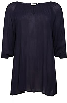 KAFFE CURVE Tunika KCami Damen Tunika 3/4 Arm Casual Rundhals Shirt Große Großen 50, Midnight Marine