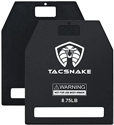Tacsnake Placas de chaleco de peso de 5 libras/9 libras/15 libras par para chaleco con peso, entrenamiento de fuerza, correr, entrenamiento (8.75, negro)