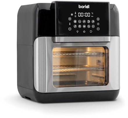 Baridi Large Air Fryer Combi Oven, Rotisserie and Grill, 10 Preset Functions, 1500W, 12L, Perfect for The Whole Family, Black and Silver - DH170