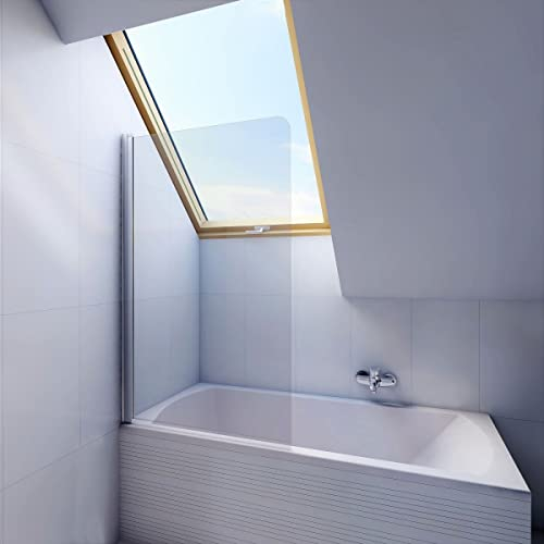 BADLAND Duschwand für Badewanne 80x140 Badewannenabtrennung 1-teilig DSI Gehärtetes Glas 5mm
