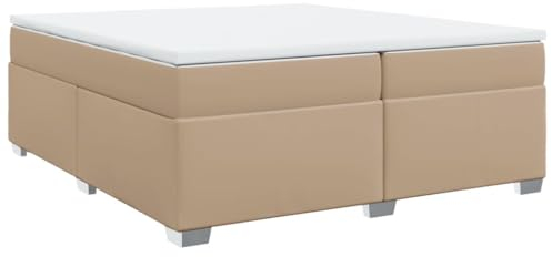vidaXL Ramsäng med bäddmadrass cappuccino 200x200 cm konstläder, säng, plattformssäng, panelsäng, sovrumsmöbler, divansäng, dubbelsäng, stoppad säng