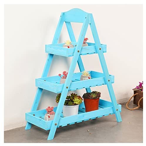 Stazione Esterna con Ripiani Aperti, Tavolo da Giardino per piantare, Cortile, Balcone, Panca da Giardino, Panca da Lavoro per Esterni. Blu-58x24x71cm
