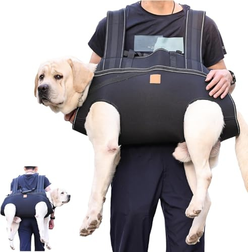 Hunderucksack für große Hunde, Tragehilfe Hund mit Griff, Ergonomisches Tragegeschirr Hund für Treppen, Auto, Gelenkverletzungen, Arthritis, Hundetragetasche für Rehabilitation & Outdoor (XXL)