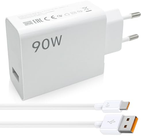 90 W Laddare med USB C-kabel för Xiaomi, snabbladdare, USB Power mobiltelefonladdare, snabbladdningsadapter, USB-strömförsörjning, 1 m typ C-laddningskabel för Xiaomi/Redmi Note 14 13 12 11 Pro