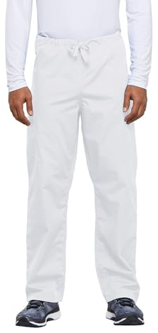 Cherokee Men's Originals Unisex Drawstring Cargo Scrub Pant, White, X-Large