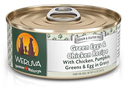 Weruva Classic Dog Food, Green Eggs & Chicken with Chicken Breast & Pumpkin in Gravy, 5.5oz Can (Pack of 24)