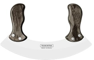 Tramontina Mezzaluna con lama in acciaio inossidabile e manico in legno trattato castagno Polywood 25 cm
