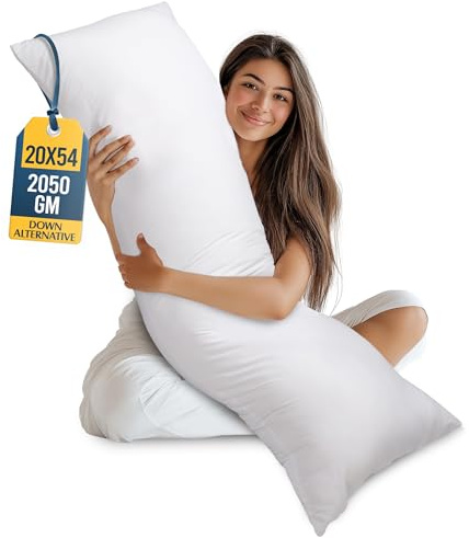 Utopia Bedding Full Body Pillow for Adults (White, 20 x 54 Inch), Long Pillow Insert for Sleeping, Ideal for Side Sleepers
