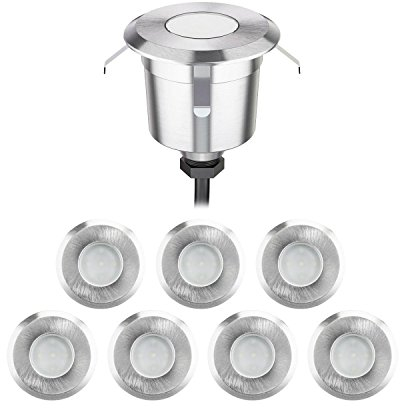 ledscom.de 8 LED Lámpara empotrable de suelo AGENA para exteriores, IP65, acero inoxidable, redonda, 60mm Ø, blanco cálido