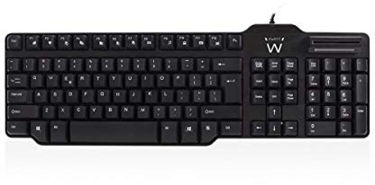 Ewent EW3251 Teclado Multimedia con Lector de DNI (QWERTY Italiano), Color Negro