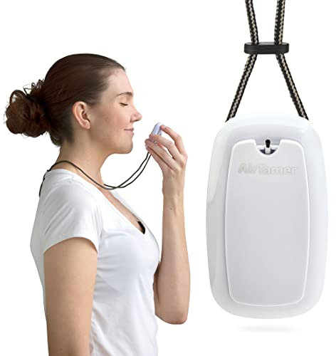 AirTamer A315W - Purificador de Aire Recargable - Generador de Iones Negativos - Contra Gérmenes y Alérgenos - Con Estuche de Viaje de Cuero - Blanco