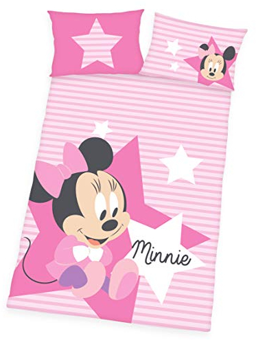 Herding Disney´s Minnie Mouse Baby Bettwäsche 40x60cm 100x135cm 100% Baumwolle