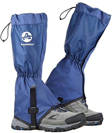 Pasanava Footwear Gaiters Waterproof and Adjustable Snow Boot Gaiters One Size for Hiking,Walking,Hunting,Backpacking and Outdoor Climbing for Men and Women Blue