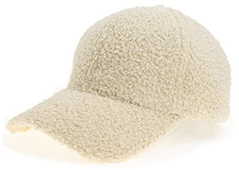 Baseballkappe aus Lammwolle, warm, Winter, Teddy-Fleece, Hip-Hop-Kappe für Männer und Frauen, Outdoor-Reisen, Beige, Medium