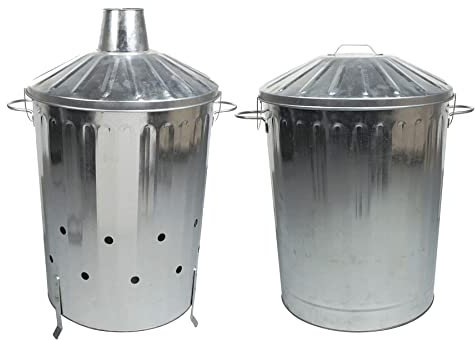 CrazyGadget Garden Waste Refuse & Burning Set: 1 x 90L Incinerator & 1 x 90L Galvanised Metal Bin.