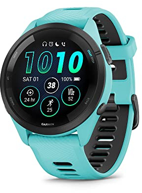 Garmin Forerunner 265 Running Smartwatch, Colorful AMOLED Display, Training Measures and Recovery Information, Turquoise and Black