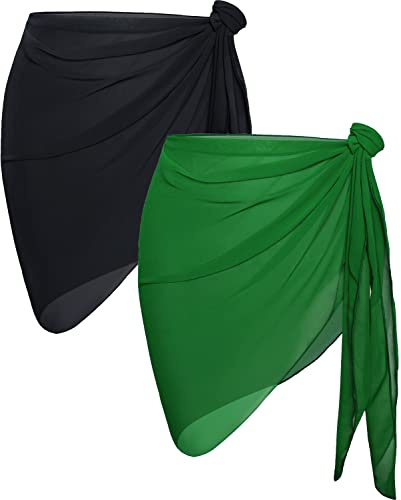 2 Pieces Sarongs for Women Swimwear Beach Cover Up Sheer Wrap Skirts | soft and lightweight, breathable bikini shirts, trendy bathing suits coverups for seaside party and holiday