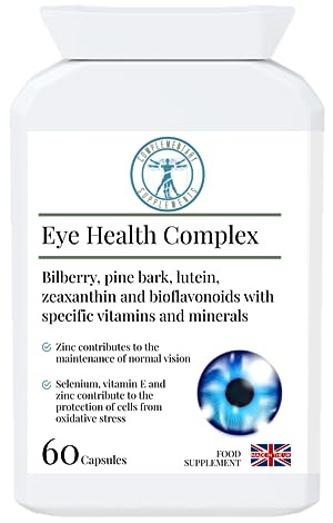 Complementary Supplements - Eye Health Complex – Lutein, Zeaxanthin, Bilberry & Pine Bark – Vision & Eye Support – Vitamins & Minerals – Vegan, 60 Capsules