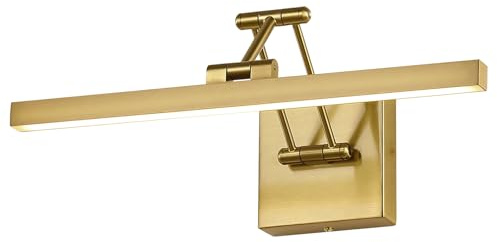 Pasoar Hard-Wired Picture Light Dimmable LED Picture Lights for Paintings 15.7 Inch Brass Metal Body Wall Pictures with Adjustable Gold Swing Arm Art Display Lamps 7W 3000K Warm White Book Light