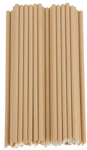 VIDETOL 300 Stück Trinkhalme Papier, Nature Papierstrohhalme, 23 cm Ø 6 mm Braune Strohhalme, Recycling Strohhalme Papier, Strohhalme Braun für Partys, Hochzeiten und Geburtstag