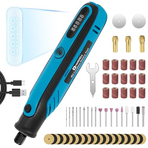 HARDELL Mini Cordless Rotary Tool, 4V Rotary Tool con 5 Speed Display with Type-C Charging, Power Rotary Tool with 69 Accessories for Sanding, Grinding, Engraving, Polishing, Drilling, Cutting, DIY