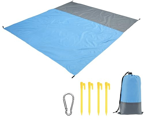 TNSRAY Couverture de Plage Anti-Sable, Extra Large 200 x 140 cm Tapis Pique-Nique Imperméable, Portable Tapis de Plage étanche au Sable avec 4 Pointes et 1 mousquetons, Compact, Pic-nic, Le Jardin