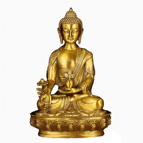 Statue de Bouddha de médecine, Maître Lazuli Light King Tathagata, statue de Bouddha de guérison en laiton, hauteur de 21 cm, pour autel de maison, prière, yoga - décoration zen