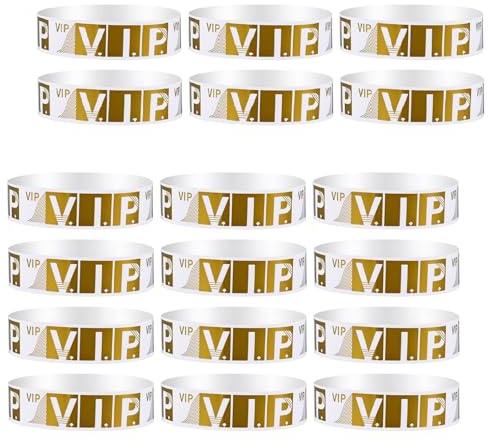 300 Pezzi Braccialetti per Eventi Braccialetti VIP Impermeabili Bracciali di Carta Identificativi Vip per Feste Festival Concerti Fiere, Oro