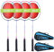4er Set Ultra-Leichte Graphit Badminton-Schläger inkl. 2 Tragetaschen – 70-74g Leergewicht, Vorbespannter Griff & Rahmen, Ideal für Familie, Training & Outdoor (pfirsich)