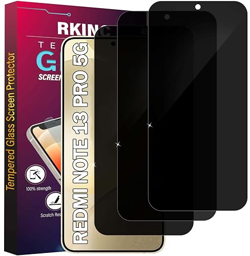 RKINC Vetro Temperato Privacy per Xiaomi Redmi Note 13 Pro 5G, [3 Pezzi] [Non supporta ID impronta digitali] Pellicola Protettiva salvaschermo, Angolo di privacy migliorato, Durezza 9H