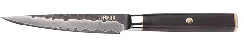 Fukito - Couteau universel 12 cm - Acier Damas VG10 - Manche en bois d’ébène - Tranchant précis et polyvalent