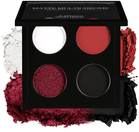 Palette Fards à Paupières Rouge Gothique, Ombre à Paupières Blanc Noir Rouge Mat, Red Eyeshadow Pailleté Chromé Ultra-Pigmenté, Palette Intensément Smokey Noir pour Maquillage Halloween