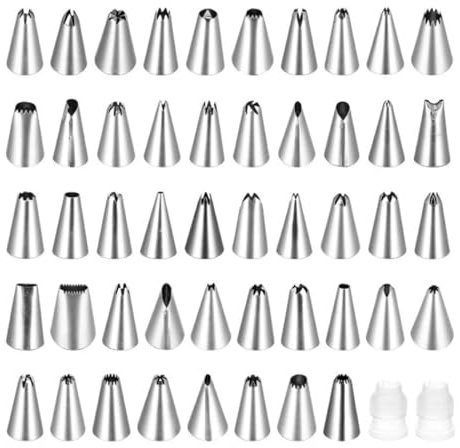 50 Stück SpritztüLle,SpritztüLlen Set,TüLlen für Spritzbeutel,SpritztüLlen,SpritztüLlen Blumen,SpritztüLlen Set Profi,TüLlen Set,Edelstahl SpritztüLlen Set,zum Dekorieren Von Torten Und Keksen
