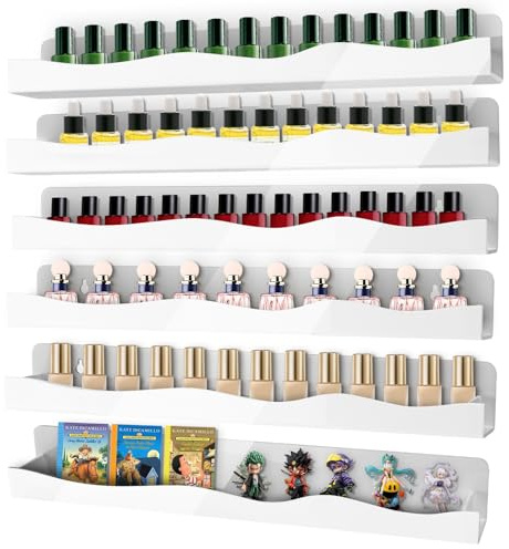CRAFTIFANO Étagère murale pour vernis à ongles en acrylique (6, blanc)