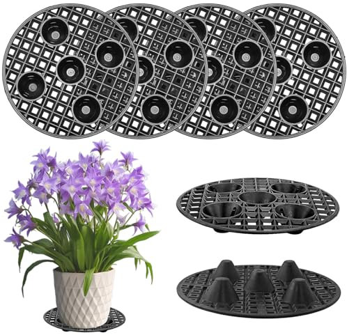 QYRDBGY Lot de 6 supports pour plantes en pot, grille de drainage de 30 cm, tapis grillagé rond, soucoupe en plastique, pots de fleurs, coussinets en maille pour l'intérieur, bonsaï, extérieur, bol de