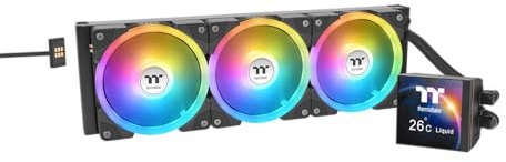 Thermaltake MAGFloe 420 Ultra | Refrigeración Líquida AIO ARGB 360mm para CPU | Pantalla LCD de 3,95 Pulgadas con Monitorización en Tiempo Real | MAGForce 2.0 de Conexión Rápida | Negro