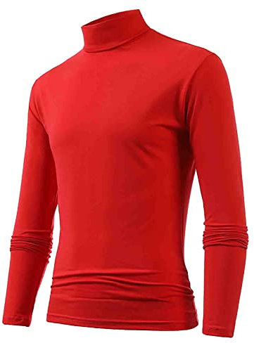 Zanisouta Pull à col roulé pour homme - Coupe droite - Manches longues - Couleur unie - Chemise de loisirs - Élastique - Sous-vêtements - Coton - Col roulé
