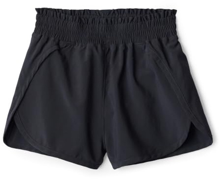 Amazon Essentials Girl's High-Rise Athletic Performance Stretch-Woven Sports Shorts with Elastic Waistband, Black, 9-10 Years