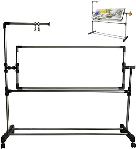 Cadre de Sol pour Travaux D'aiguille, Table de Broderie sur Pied Réglable en Hauteur, Support en Acier Inoxydable pour Point de Croix, Support de Couture Artistique, Support de Tambour À Broder 100cm