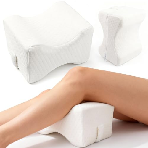 Veloray Almohada para Dormir de Lado, Almohada ortopédica para Rodilla, cojín ergonómico para Caderas, Espalda, piernas, Rodillas, Ayuda para el Dolor de ciática y el Embarazo, Blanco