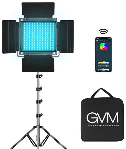 GVM RGB LED Video Light,800D Studio Light with APP Control Lighting Kit Photography Light 1 Pack with 8 Kinds of The Scene Lights, 3200-5600K CRI 97 LED Panel Light for YouTube Studio, Video, Portrait