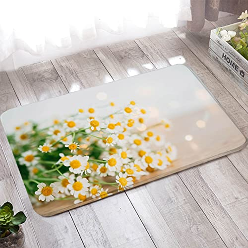 Bishilin Badematte Badteppich rutschfest Waschbar, Türmatte Innen 40x120 Gänseblümchen Muster Fußmatte Outdoor Teppich Wohnzimmer Kinderzimmer