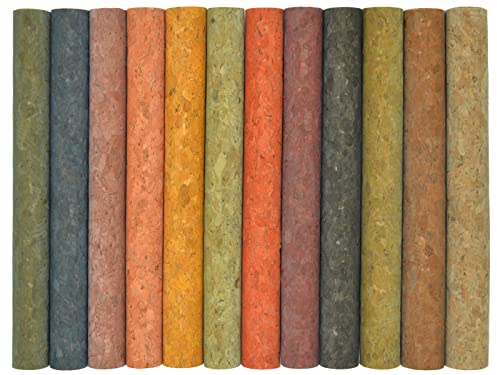 Korkstoffbögen, Korklederbögen, farbige Korkbögen, Korklederstoff, 20,3 x 30,5 cm, zum Nähen von Ohrringen, Geldbörsen oder anderen Bastelarbeiten, 12 Stück