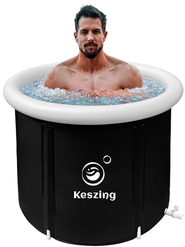 Keszing Faltbare Badewanne Eisbad Aufblasbare Badewanne Erwachsene Eisbaden Tonne Faltbare Ice Bath Tub Freistehende Eistonne Faltbare Badefass Wanne Eisfass Eisbaden (schwarz, 80x80cm)